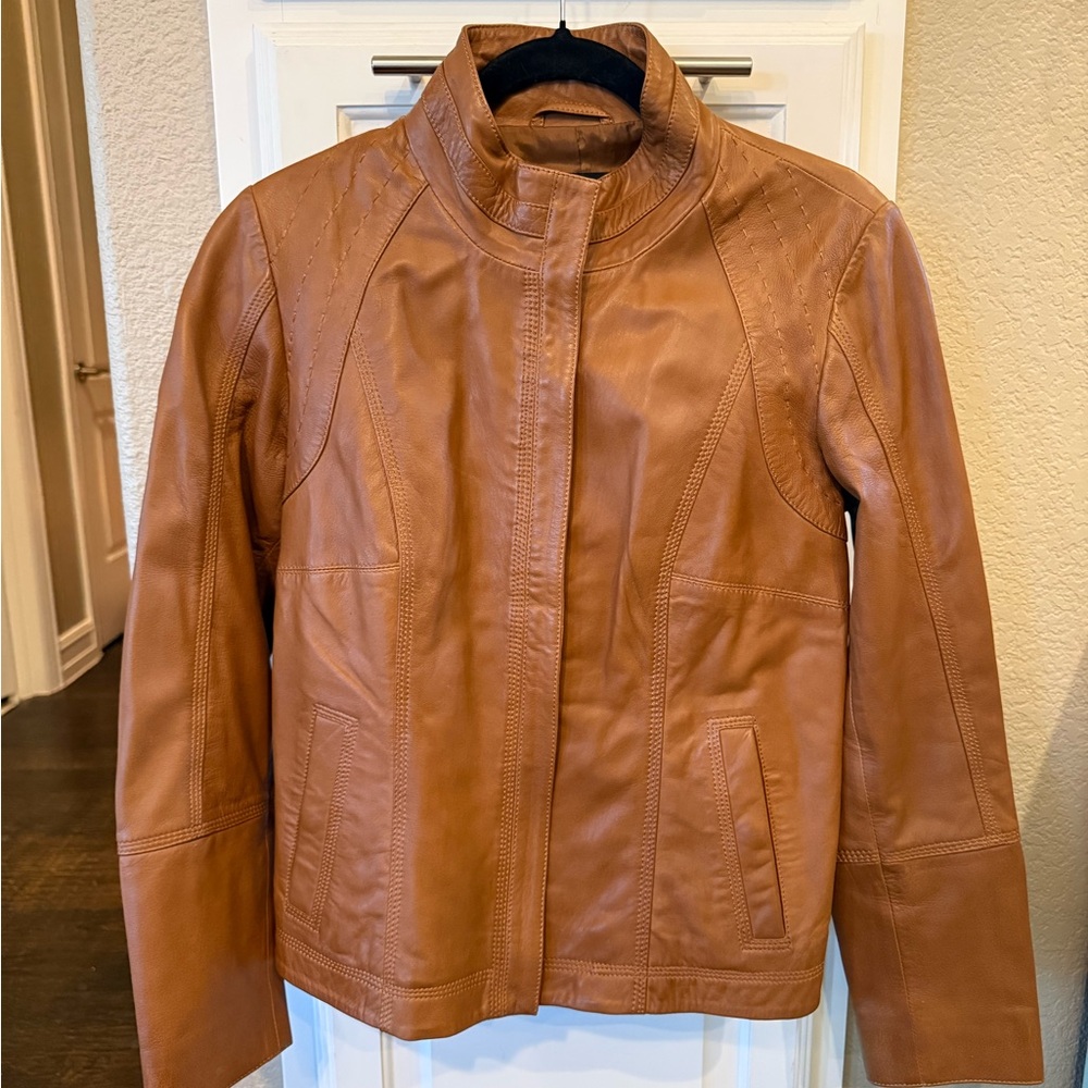 Quince Leather Stand Collar Jacket for Women - Picture 5 of 8